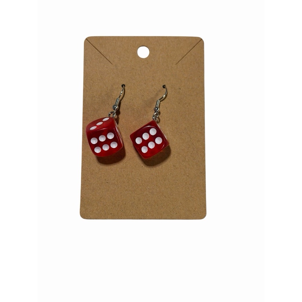 New Novelty Fashion Earrings red dice dangle